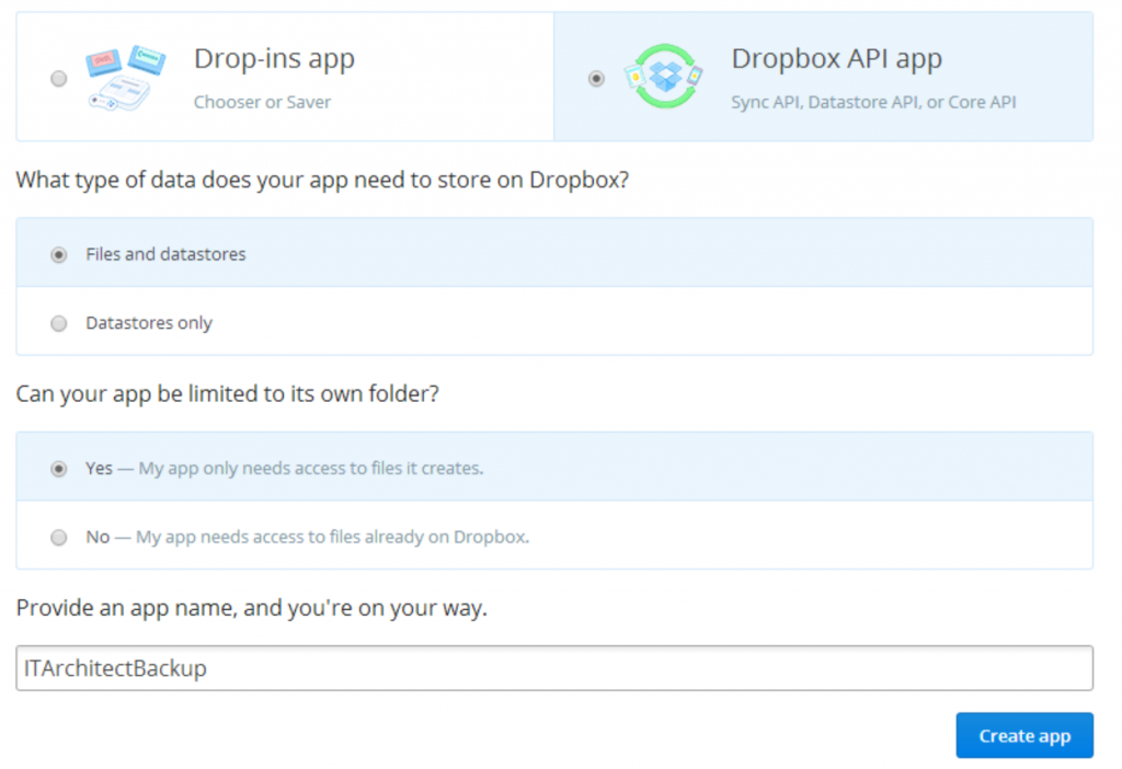 2. Select Dropbox App Attribute
